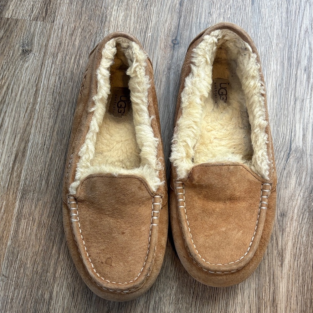 UGG Brown Suede Shearling Slip-Ons